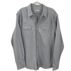 Blue Ranchwear Western Snap Shirt Men XL Grey Cotton Stretch Cowboy Long Sleeve‎